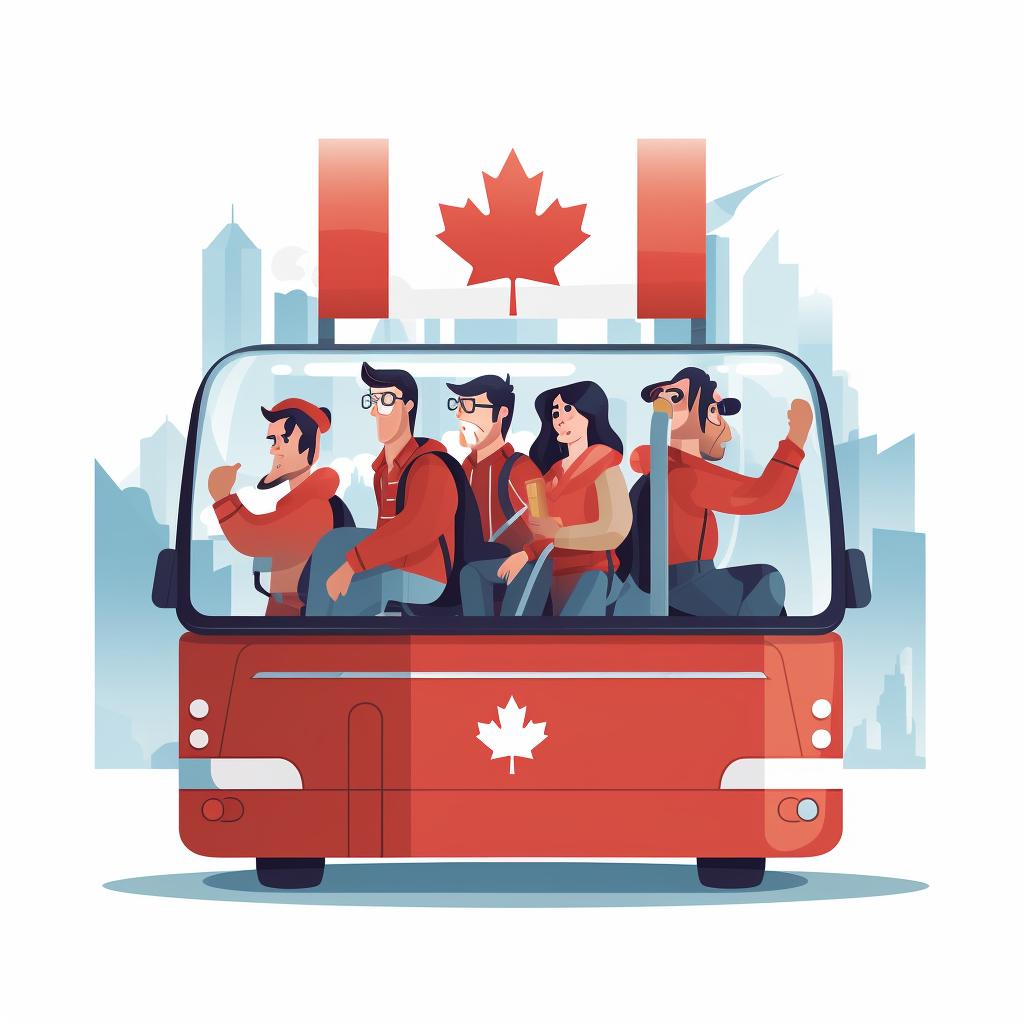 People behaving courteously on a Canadian bus